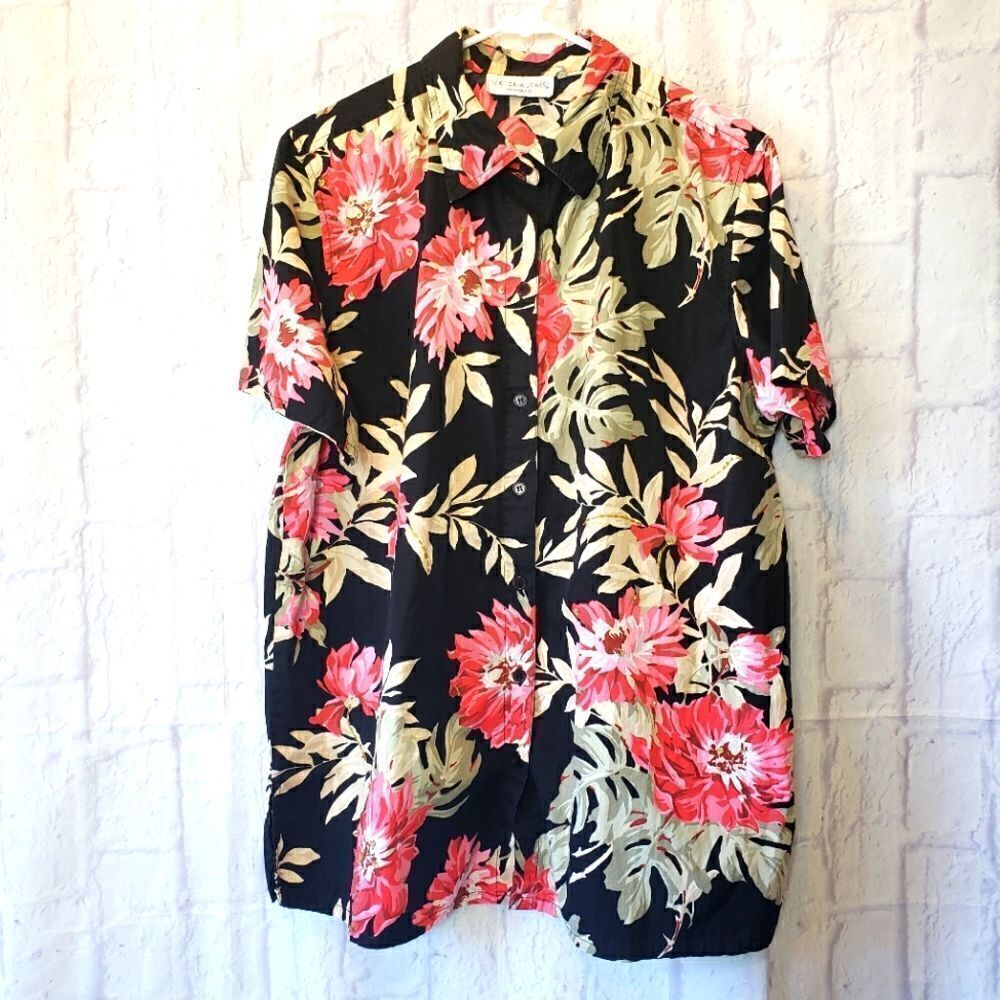 VICTORIA JONES Sequin Embellished Floral Button-down Shirt Vintage - Picture 1 of 6